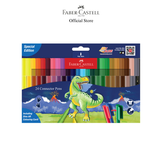 Dino Connector Pen Colouring Set in Cardboard, 24 Colours