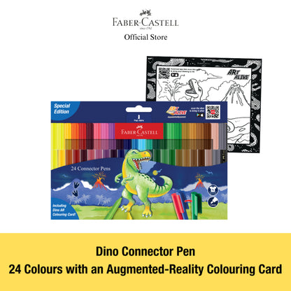 Dino Connector Pen Colouring Set in Cardboard, 24 Colours