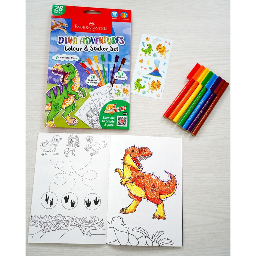 Dino & Unicorn Adventures Colour & Sticker Set (A5 size)