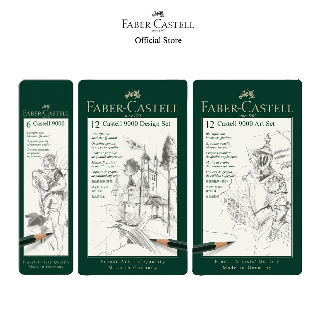 Castell 9000 Graphite Pencil Set Tin, 6/12-pieces