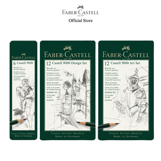 Faber-Castell Castell 9000 Graphite Pencil Set Tin, 6/12-pieces