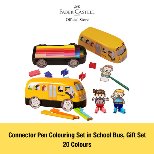 Faber-Castell Connector Pen Colouring Set in School Bus, 20-pieces