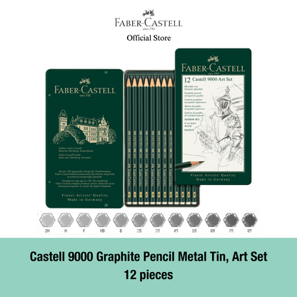 Castell 9000 Graphite Pencil Set Tin, 6/12-pieces