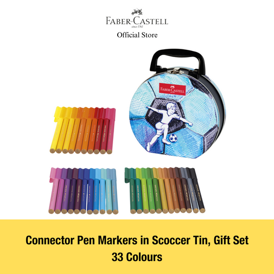 Faber-Castell 33 Connector Pen Markers in Soccer Tin