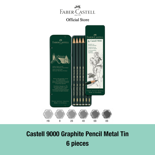 Faber-Castell Castell 9000 Graphite Pencil Set Tin, 6/12-pieces