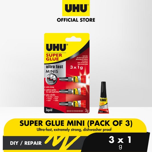 Super Glue Mini Ultra Fast, Pack of 3 x 1g