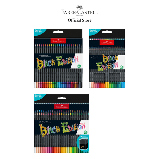 Faber-Castell Black Edition Colour Pencils 12/24/36/50 with NEW Metallic Neon Pastel Colours