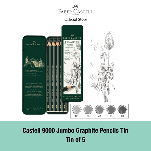 Faber-Castell Castell 9000 Jumbo Graphite Pencil Tin, 5-pieces