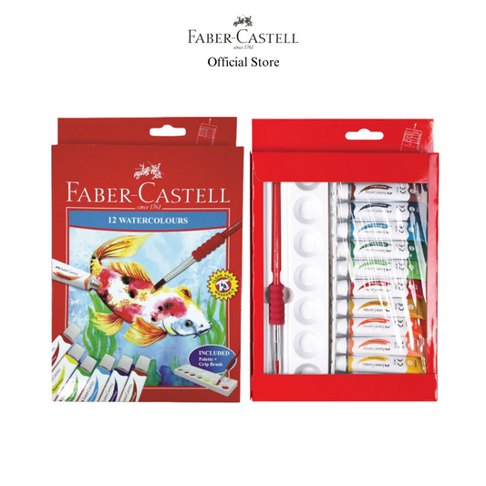 Watercolour Paint Set, 12-colours (with palette and brush)